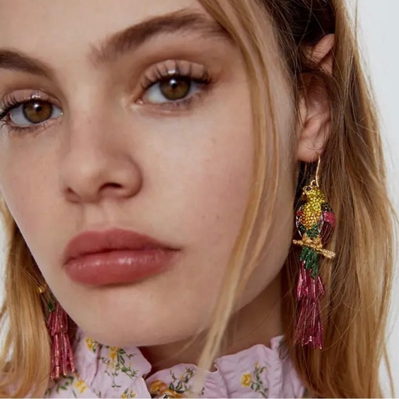 Parrot Bird Drop Earrings - Picture 1 of 13